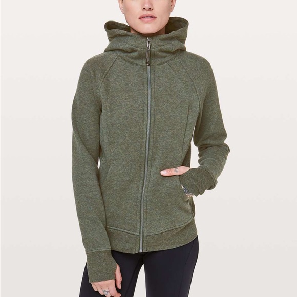 lululemon athletica Tops - Lululemon Olive Green Scuba Full-Zip Cotton Hoodie Women’s 4